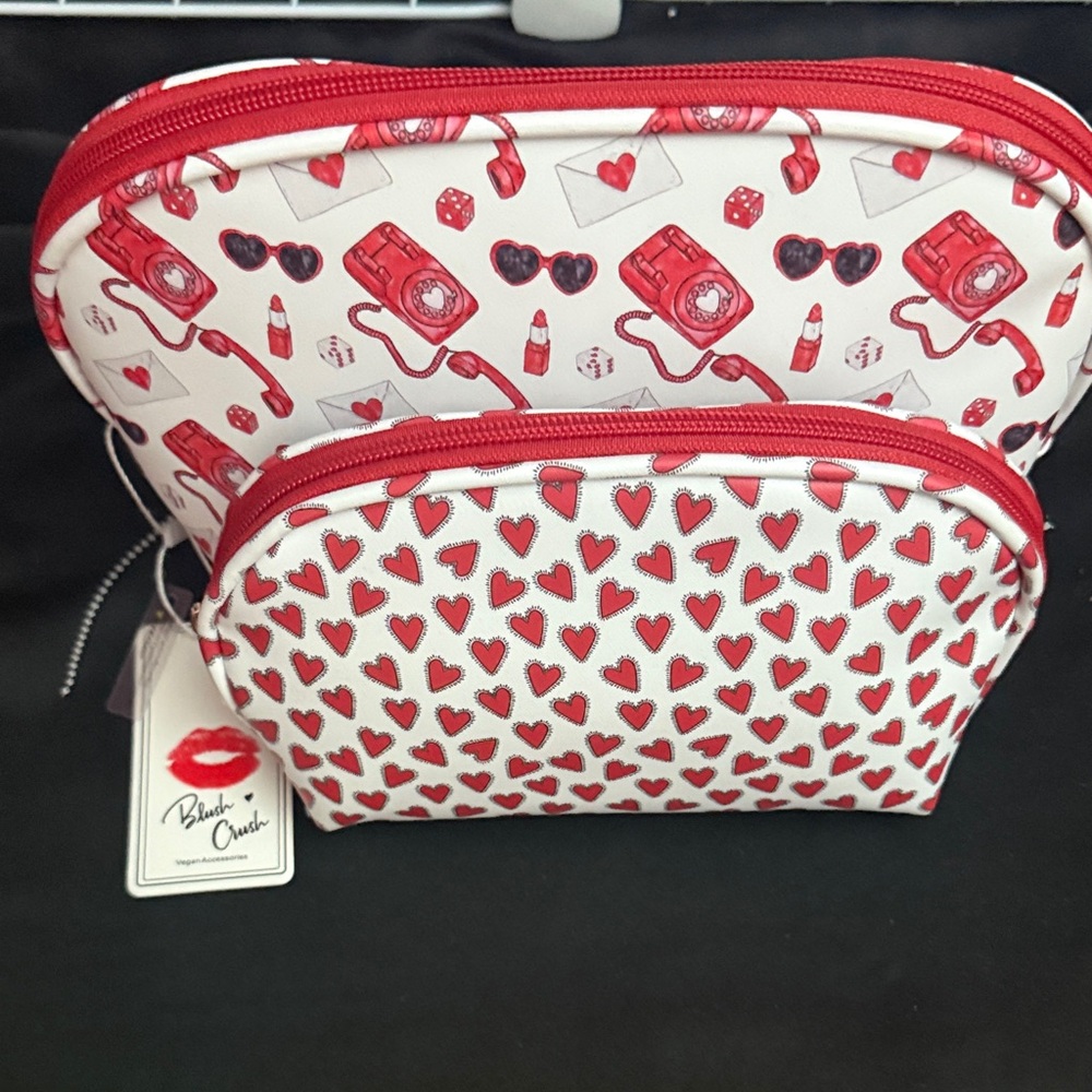 Blush crush 2pc cosmetic bags